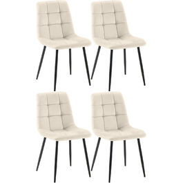 Набір з 4-х м'яких кухонних стільців CLP Asti, велюр, до 150 кг, колір: кремовий