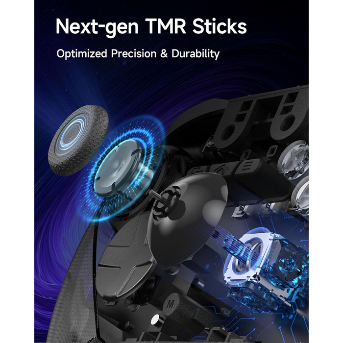 EasySMX D10 Контролер для ПК з зарядною станцією, бездротовий контролер з TMR джойстиком та 2-в-1 тригером, 1000Hz Polling контролер з RGB підсвічуванням для ПК/Switch/Android – Чорний