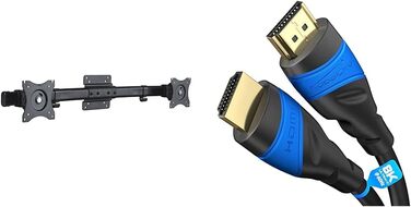 Кріплення для монітора PureMounts® для 1 монітора, регульоване по висоті, нахиляється, повертається, чорне, з HDMI кабелем 3-4K
