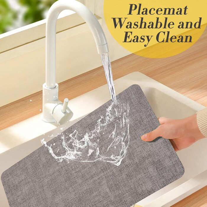 Набори підставки під тарілки Purejoy Platzsets, 6 шт., сірі, миючі, з ПУ шкіри, стійкі до ковзання та тепла, 43x30 см, для дому, кухні, обіднього столу