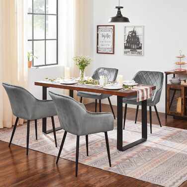 Крісла SONGMICS для їдальні, вітальні, кухні, спальні - 2 шт, з м'яким оксамитовим покриттям, металеві ніжки, до 110 кг, сірий світлий відтінок (LDC088G0)