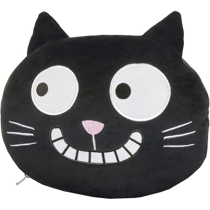 Мойсей. Ед, Подушка для шиї кішки / 2-в-1 Подушка для шиї і подушка для подорожей / Подушка для подорожей у формі кішки, 28 см, чорного кольору