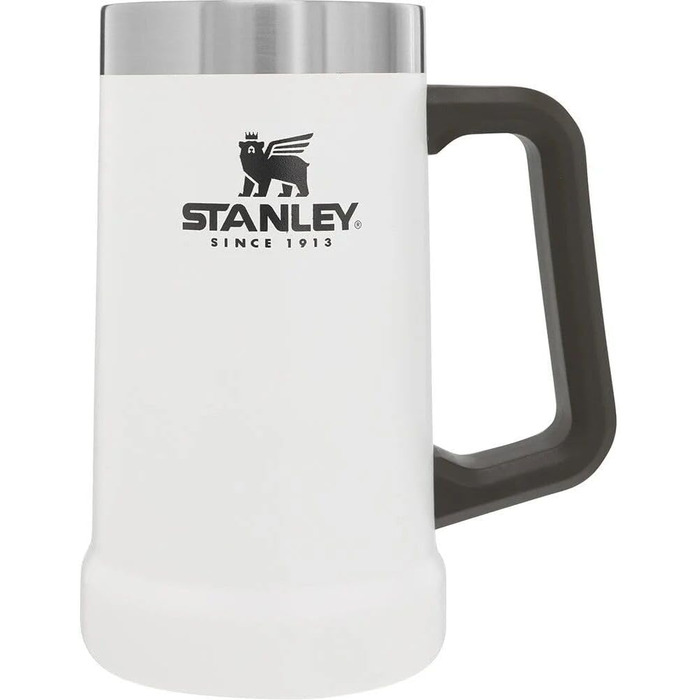 Термокружка Stanley Adventure Vacuum Stein 709 мл - Білий (Polar White) | Зручна ручка, 7 годин холоду, для пива, миється в посудомийній машині