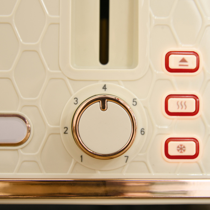 Набір 2-в-1 для кухні: тостер та чайник, декілька кольорів, об'єм 1,7 л, одночасне підсмажування 4 тостів, пластиковий корпус, бежевий