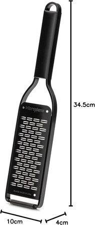 Терка кухонна Microplane Grob з нержавіючої сталі, Made in USA, для сиру, моркви, імбиру, кокосу та хріну, серія Black Sheep (чорна, 2-стороння)