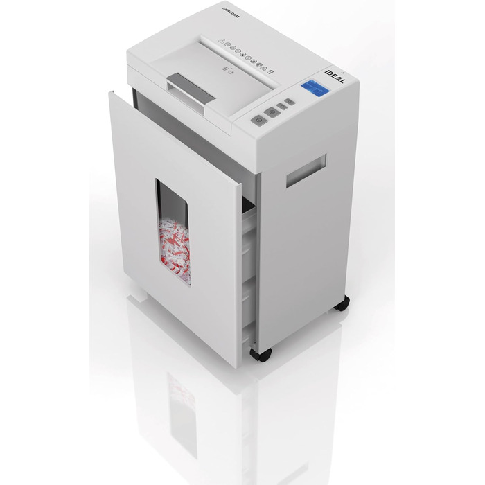 Шредер IDEAL Shredcat 8200 CC: найнадійніший знищувач документів з частинковим різанням (4x40 мм, P-4), до 14 листів, преміум-якість, тихий та надійний, ідеальний для безпечного знищення документів вдома. Німецький виробник.