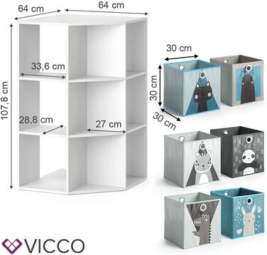 Дитяча полиця Vicco Luigi, 64 x 107,8 см з 4 відкидними коробками (біла, з відкидними коробками оп.2)