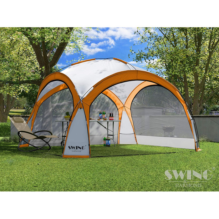 Альанка Swing & Harmonie DomeShelter 3,6x3,6 м з підсвічуванням помаранчева