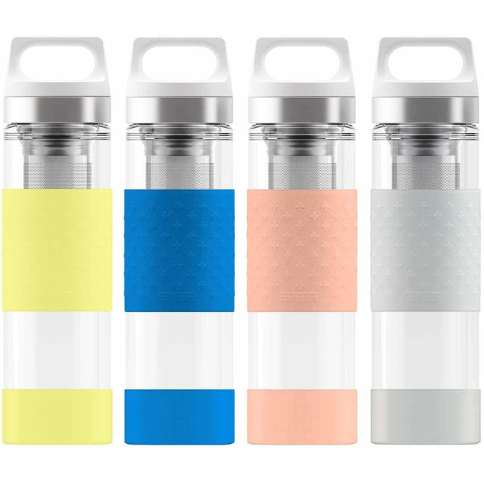 Термопляшка для гарячого та холодного скла SIGG (0,4 л), нетоксична та ізольована пляшка для води, термоскляна пляшка з силіконовим захистом (ультралимон)