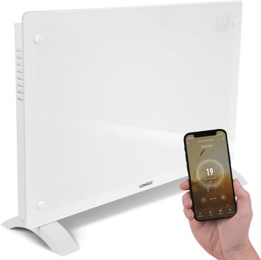 Електричний конвекторний обігрівач VONROC 2000W - для кімнат до 24м² - настінний/підлоговий монтаж - ручне/APP керування, білий