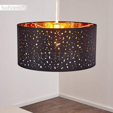 Сучасний підвісний світильник з металу/текстилю чорного/золотого кольору, Ø 40 см, висота макс. 170 см, цоколь E27, без лампочки