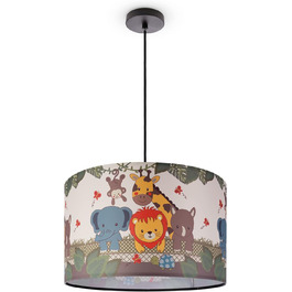 Підвісний світильник для дитячої кімнати тварини джунглів, вкорочуваний, E27, 1.5м