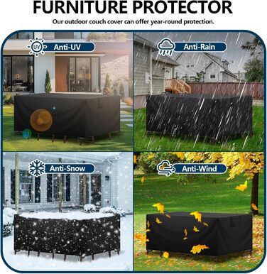 Захисний чохол для садово-патіо меблів, водовідштовхувальний, 420D Oxford, анти-UV, для столів та інших меблів, чорний, 150x90x75 см