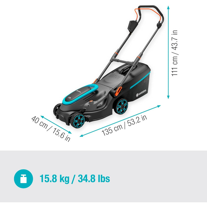 Акумуляторний газонокосарка Gardena PowerMax 37/36V P4A Ready-to-Use Set (14638-20) 37см, 350м², 45л, 2023