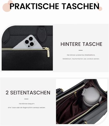 Сумка для ноутбука LOVEVOOK 15.6 дюймів, велика робоча сумка, шопер, акцентна сумка, водонепроникна сумка з PU шкіри, для бізнесу, роботи, навчання, чорна