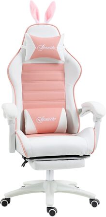 Крісло геймерське Vinsetto Ergonomic з підніжкою, подушкою для голови та попереку, регульованою спинкою, рожеве
