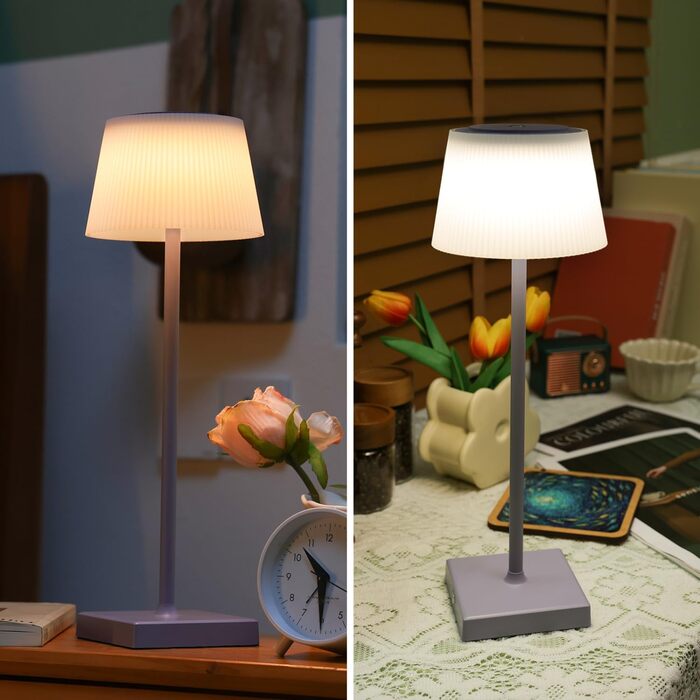 LED лампа Aigostar на акумуляторі, торшери бездротові, торшер з сенсорним керуванням, регулювання яскравості, 3 колірні температури, нічник IP54 вологостійкий для дому та саду, спальня, вітальня, ресторан, сад - (фіолетовий)