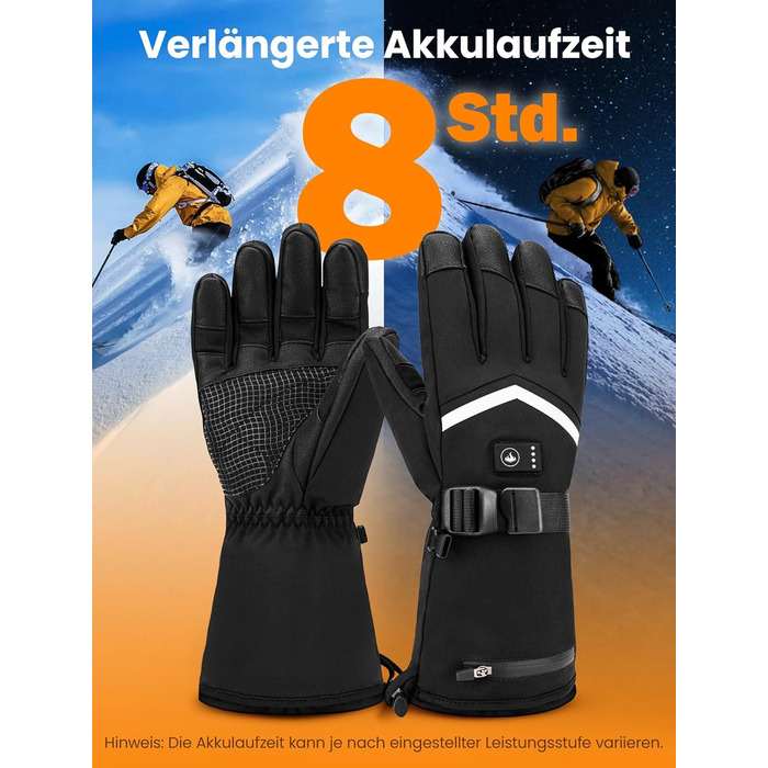 Гріючі рукавиці для чоловіків та жінок, акумуляторні, 3200mAh, з підтримкою сенсорного екрану, водонепроникні та вітронепроникні, для катання на лижах та активного відпочинку взимку (L)