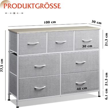 Комод WLIVE з тканини, 7 висувних ящиків, сірий - для спальні, вітальні