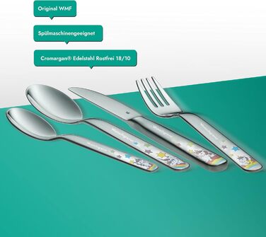 Набір дитячого столового прибору WMF Kinderbesteck з гравіюванням (4 шт.) - ідеальний подарунок на хрещення. Дитячий столовий прибор WMF від 4 років з індивідуальним гравіюванням. Подарунки на хрещення для хлопчиків