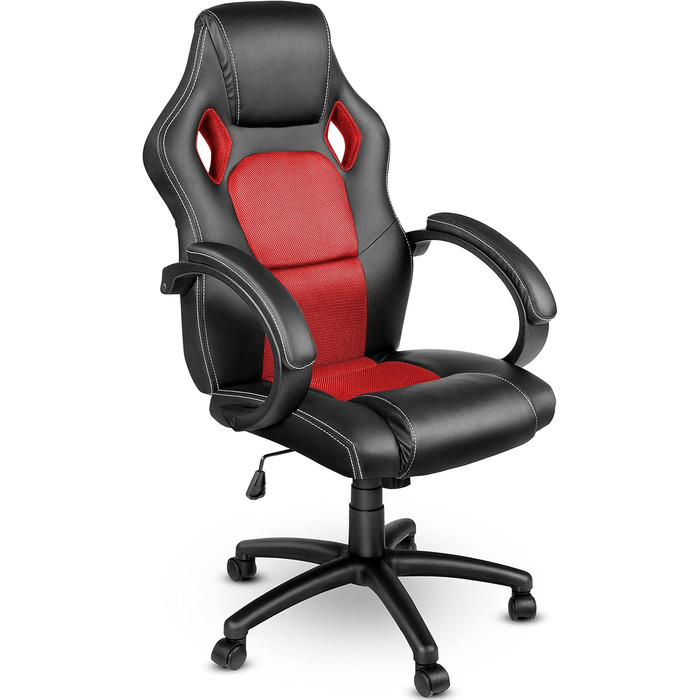 Офісне крісло TRESKO Racing Executive Chair, 14 кольорів, м'які підлокітники, кулісний механізм, протестовано SGS, червоний