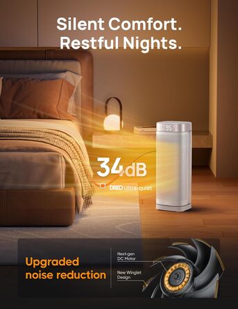 Електричний обігрівач Dreo 16 дюймів з термостатом, 70° обертання, дистанційне керування, захист від перекидання та перегріву, тихий керамічний вентилятор для дому