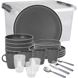 Набір посуду BRUNNER Melamin Camping | 12 предметів - тарілки та миски для 2-4 осіб | DOLOMIT Midday, стікельний, стійкий до подряпин (All Inclusive 36+1)