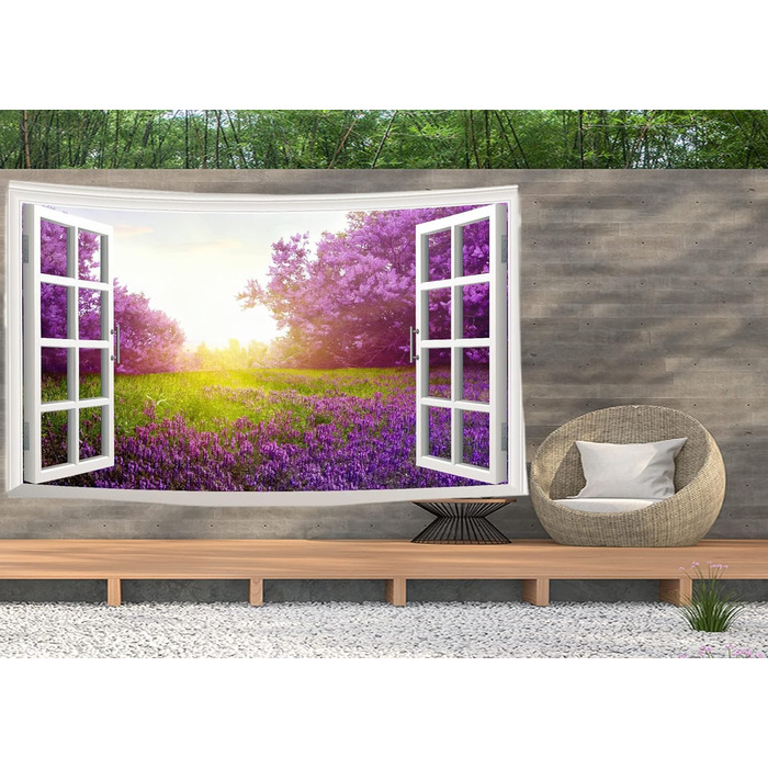 Вид Квіти Лаванда Природа - Гобеленовий плакат - 200x150 см - Садовий плакат - Гобелен великий - прикраса аксесуара для саду та вітальні