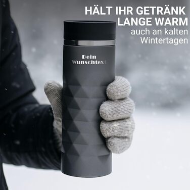 Термокружка Elasto з нержавіючої сталі, 450 мл, з індивідуальною гравіюванням, витримує протікання, термоізольована (Сірий шифер)