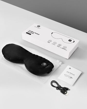 Окуляри-маска для очей Arboleaf з підігрівом: для сухих очей та кращого сну, 3 режими, знімна, для релаксації, чорний колір