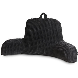 Лежак для читання Lesekissen, великий, для дорослих та дітей, з підлокітниками, підтримка спини для відпочинку та сну, вафельний малюнок, стереоскопічний дизайн, чорний, великий