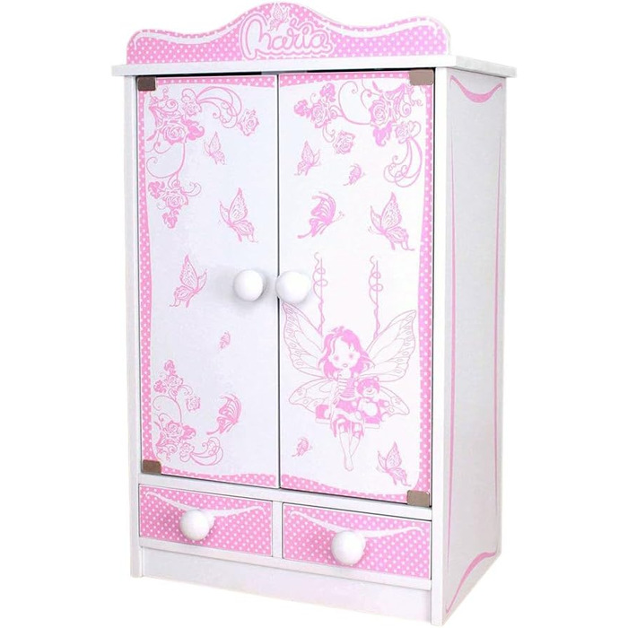 Дитячий шафа-стінка Habeig XXL з 2 дверцятами, 52 см, білий, для ляльок (Рожевий/Білий 822)