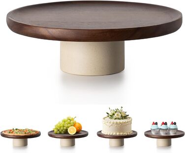 Підставка для тортів CEEFU Rustikaler з акацієвого дерева, 22.9 см, натуральний колір, для весільних тортів, сервірування випічки, десертів, перекусів, презентації на вечірках, днях народження