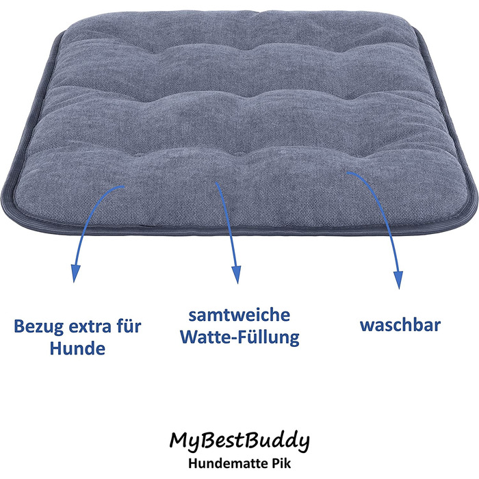 Подушка для собак MyBestBuddy pik gray XL, що не викликає алергії (100 поліестер) - переться при температурі 40C з ворсистим тканинним покриттям - Килимок для собак відповідно. Підстилка для собак для великих собак, 90 х 70 см (120 х 80 см)