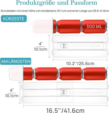 Організатори для шухляд Vtopmart (8 шт.) - регульовані, прозорі, 25.6-41.6 см