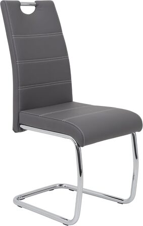 Набір обідніх стільців Hela Flora (4 шт.), штучна шкіра сірого кольору, металевий каркас, 42x57x98 см