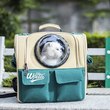 Переноска для рюкзака Galate для кішок, рюкзак для домашніх тварин, рюкзак для перенесення кішок, аераційний рюкзак для домашніх тварин в космічній капсулі, переноска для подорожей для собак для маленьких собак (кольору хакі)