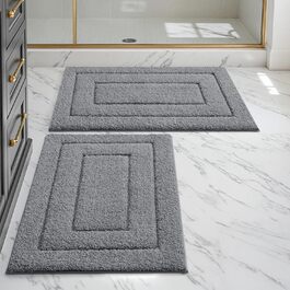 Набір килимків для ванної кімнати DEXI, 2 шт., 40 x 60 см, сірий. Нековзкі, м'які, швидковисихаючі килимки для душу, ванни та туалету. Машинне прання.