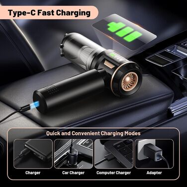 Акумуляторний ручний пилосос Handstaubsauger 28000Па, бездротовий автомобільний пилосос 4-в-1 з безщітковим двигуном та функцією самоочищення, для авто, дому та шерсті тварин, чорний