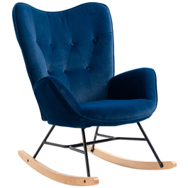 Крісло-гойдалка HOMCOM з капюшоном Rocking Chair Велика комфортність Підлокітники Сидіння Спинка оббита високощільним велюром Синій | Aosom
