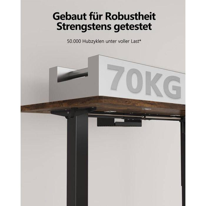 Регульований стіл Flamaker 160x80 см: електричний, з пам'яттю, для офісу, комп'ютерний, з кабелеуправлінням, коричневий вінтаж