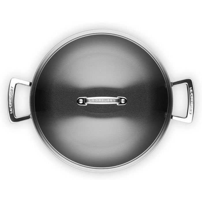 Сковорода Le Creuset з антипригарним покриттям з кришкою, 28 см, для всіх типів плит (включно з індукцією), алюміній, сірий/сріблястий