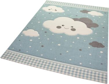 Килим з мериноса для дітей з хмарами килимок для ігор синього кольору розміром 120x170 см 120 см x 170 см