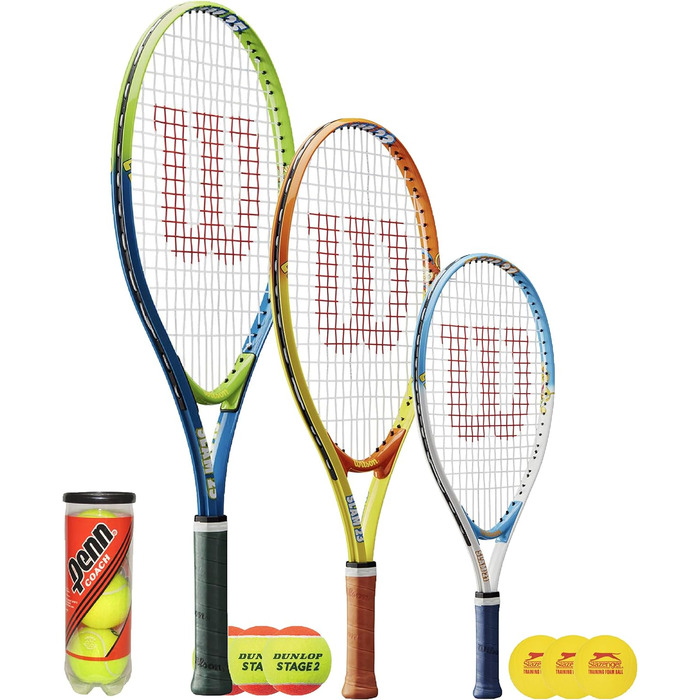 Юніорська ракетка Wilson Slam 3 м'ячі на вибір (21, 23,5 см, 63,5 см) (21 (вік 5-6 років), пінопластові м'ячі)