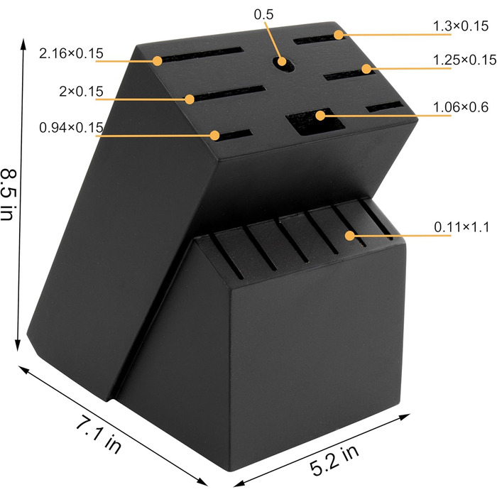 Підставка для ножів RedCall: велика бамбукова підставка без ножів, 14 слотів, універсальна, для кухні (чорна)