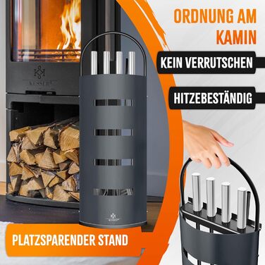 Набір для каміну KESSER® 5 предметів | Сучасний дизайн, з покриттям, з нержавіючої сталі, антрацит