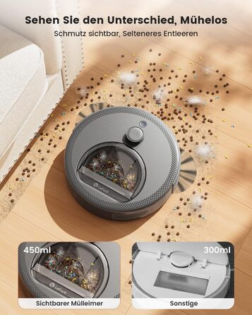 Робот-пилосос LEFANT M330 з функцією миття, 5000Pa, лазерна навігація, PSD-технологія, APP, 160 хв, для тварин, килимів, твердих підлог, сірий