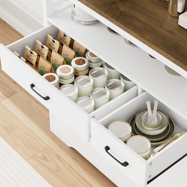 Сервант HOCSOK з 2 шухлядами та 3 дверцятами, кухонна комода, буфет з робочою поверхнею для вітальні/їдальні, регульована полиця, 105x100.5x39.5 см