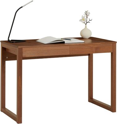 Письмовий стіл IDIMEX NOAH з каштана з масиву дерева, консольний стіл з сосни з 2 ящиками, вузький дерев'яний офісний стіл з висувними ящиками, скандинавський дизайн
