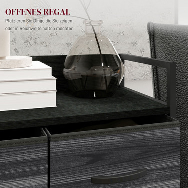 Комод, тумба, 4 висувні ящики з тканиною, індустріальний дизайн, 60x29x85 см, чорний